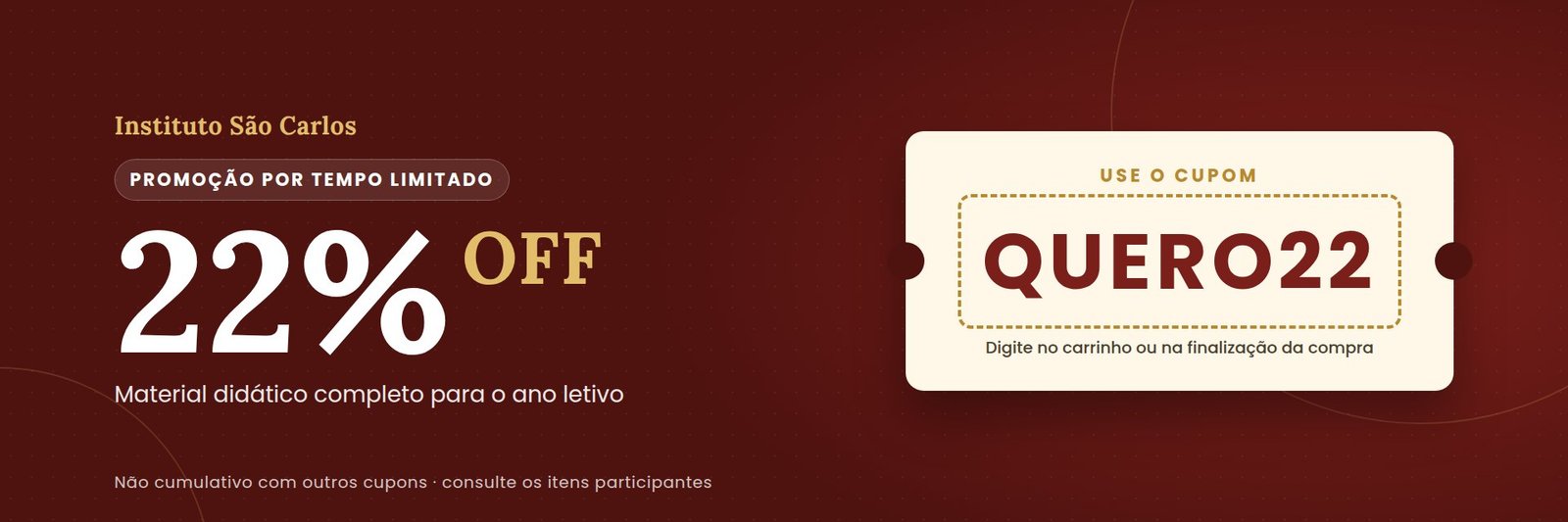 Promoção: 22% OFF com o cupom QUERO22